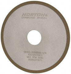 Norton - 6" Diam x 1-1/4" Hole x 1/8" Thick, 100 Grit Surface Grinding Wheel - Diamond, Type 1A1, Fine Grade, Resinoid Bond - A1 Tooling