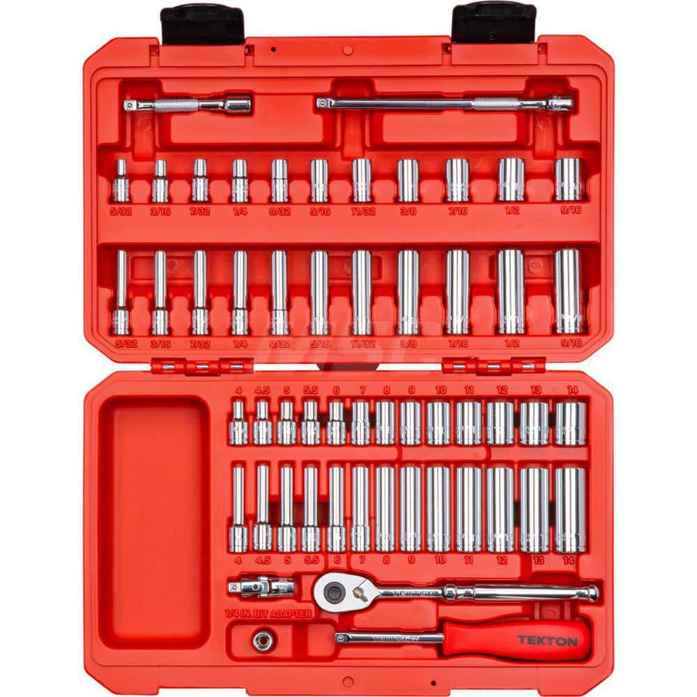 Socket Set: 1/4″ Drive 4 to 14 mm Socket, 6 Point