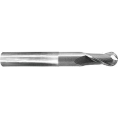 ‎9/16″ Dia. × 9/16″ Shank × 3-3/4″ DOC × 6 OAL, Carbide AlTiN, 2 Flute, Ballnose End Mill - Exact Industrial Supply