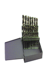 29 Pc. 1/16" - 1/2" by 64ths Cobalt Bronze Oxide Jobber Drill Set - A1 Tooling