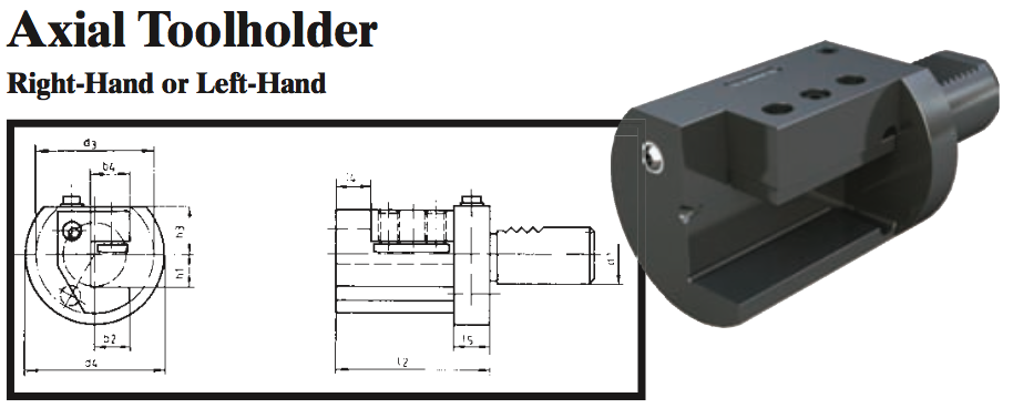 VDI Axial Toolholder (Right-Hand) - Part #: CNC86 35.4020R - A1 Tooling