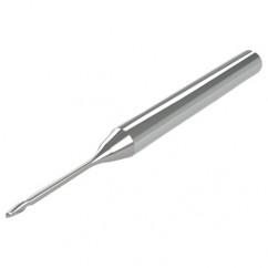 .6mm - 3mm Shank - .9mm LOC - 38mm OAL 2 FL Ball Nose Carbide End Mill with 3mm Reach - Uncoated - A1 Tooling