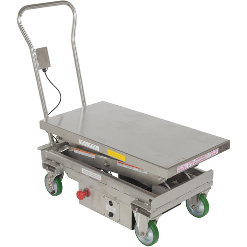 Dbl Scissor Stainless Steel Cart 12Vdc 1000# Cap