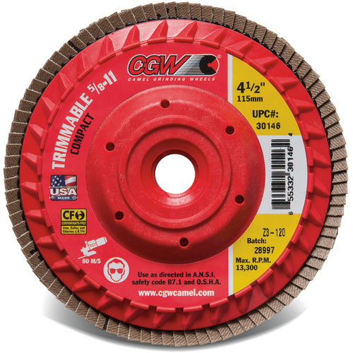 5″ × 5/8″-11 - 120 Grit - Z3 XL Compact Trimmable Flap Disc with Hub - A1 Tooling