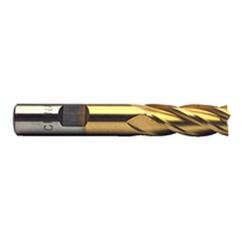 1/2 Dia. x 3-1/4 Overall Length 4-Flute Square End High Speed Steel SE End Mill-Round Shank--TiN - A1 Tooling