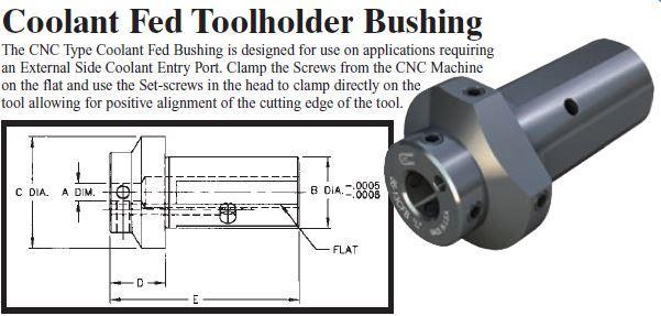 Coolant Fed Toolholder Bushing - (OD: 1-1/4" x ID: 5/16") - Part #: CNC 86-12CFB 5/16" - A1 Tooling