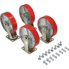 8″ × 2″ Poly-On-Steel Caster Kit 5000# Cap - Exact Industrial Supply