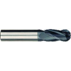 3/8 x 3/8 x 1 x 2-1/2 OAL 4 Flute Ball Nose Carbide End Mill - Round Shank-AlCrN Coated - A1 Tooling