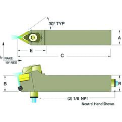 ADTENN16-4D 1 x 1" Neutral Toolholder - A1 Tooling