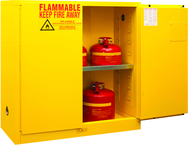 30 Gallon - All Welded - FM Approved - Flammable Safety Cabinet - Manual Doors - 1 Shelf - Safety Yellow - A1 Tooling