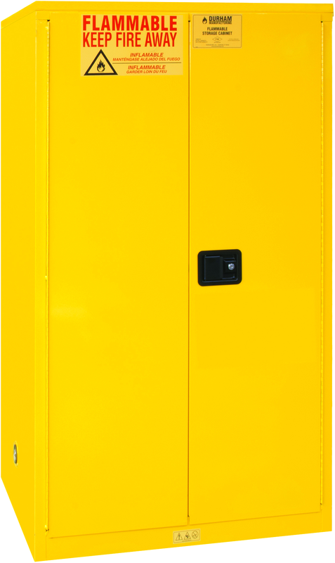 60 Gallon - All Welded -FM Approved - Flammable Safety Cabinet - Manual Doors - 2 Shelves - Safety Yellow - A1 Tooling