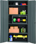 36"W - 16 Gauge - Lockable Cabinet - 4 Adjustable Shelves - Flush Door Style - Gray - A1 Tooling