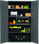 48"W - 16 Gauge - Lockable Shelf Cabinet - 4 Adjustable Shelves - Flush Door Style - Gray - A1 Tooling