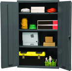 36"W - 16 Gauge - Lockable Shelf Cabinet - 3 Adjustable Shelves - Flush Door Style - Gray - A1 Tooling