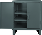 36"W - 14 Gauge - Lockable Shelf Cabinet - 2 Adjustable Shelves - Recessed Door Style - Gray - A1 Tooling