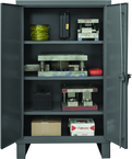 36"W - 14 Gauge - Lockable Shelf Cabinet - 3 Adjustable Shelves - Recessed Door Style - Gray - A1 Tooling