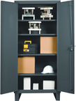 36"W - 14 Gauge - Lockable Shelf Cabinet - 4 Adjustable Shelves - Recessed Door Style - Gray - A1 Tooling