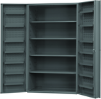 48"W - 14 Gauge - Lockable Shelf Cabinet - 4 Adjustable Shelves - 14 Door Shelves - Deep Door Style - Gray - A1 Tooling