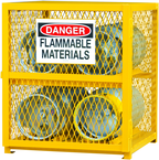 30"W - All Welded - Angle Iron Frame with Mesh Side - Horizontal Gas Cylinder Cabinet - 1 Shelf - Magnet Door - Safety Yellow - A1 Tooling