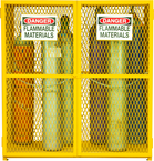 30"W - All Welded - Angle Iron Frame with Mesh Side - Vertical Gas Cylinder Cabinet - Magnet Door - Safety Yellow - A1 Tooling