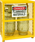 30 x 20 x 33-1/2" - All Welded - Angle Iron Frame with Mesh Side - Horizontal/Vertical Gas Cylinder Cabinet - Magnet Doors - Safety Yellow - A1 Tooling