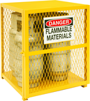 30"W - All Welded - Angle Iron Frame with Mesh Side - Vertical Gas Cylinder Cabinet - Magnet Door - Safety Yellow - A1 Tooling