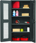 36"W - 14 Gauge - Lockable Ventilated Cabinet - 4 Adjustable Shelves - Flush Door Style - Gray - A1 Tooling