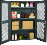 48"W - 14 Gauge - Lockable Cabinet - 3 Adjustable Shelves - Flush Door Style - Gray - A1 Tooling