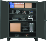 36"W - 12 Gauge - Lockable Cabinet - 4 Adjustable Shelves - Recessed Door Style - Gray - A1 Tooling