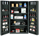 48"W - 14 Gauge - Lockable Cabinet - 4 Adjustable Shelves - 14 Door Shelves - Deep Door Style - Gray - A1 Tooling