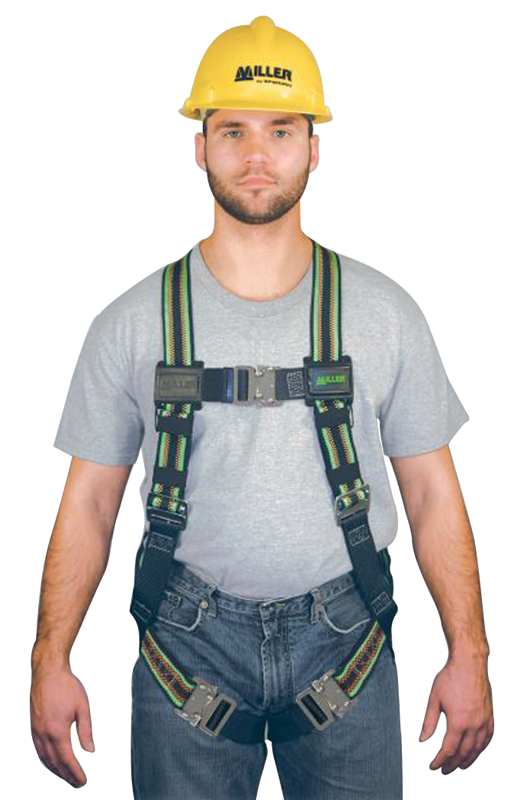 Miller Duraflex Ultra Harness w/Duraflex Stretchable Webbing; Friction Buckle Shoulder Straps & Quick Connect Leg & Chest Straps - A1 Tooling