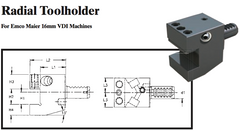 Radial Toolholder (For Emco Maier 16mm VDI Machines) - Part #: CNC86 E45.1616 - A1 Tooling