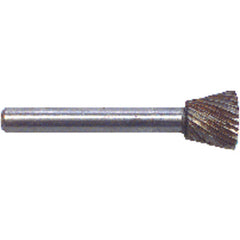 1/4 × 1/2 × 1/4″ SH Inverted Cone Shape - HSS - Burr - A1 Tooling