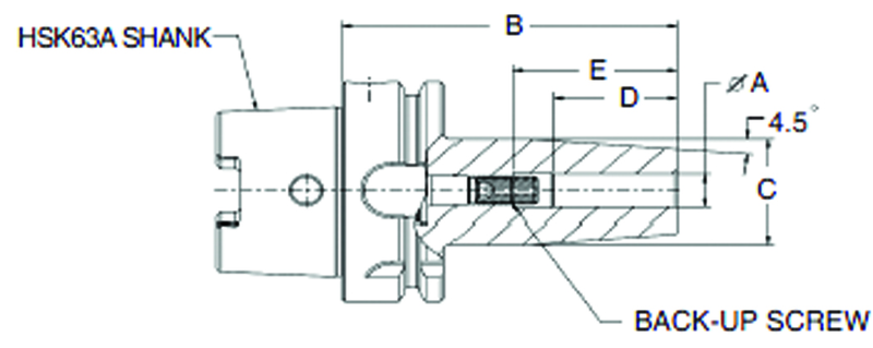 20mm HSK63A Shrink Fit Toolholder - 120mm Gauge Length - A1 Tooling