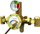 Guardian tempering valve blends hot and cold water to deliver tepid water. Flow capacity is 3.0 to 34 GPM, for use with a single emergency shower, or multiple eyewash, eye/face wash, eyewash/drench hose or drench hose units. - A1 Tooling