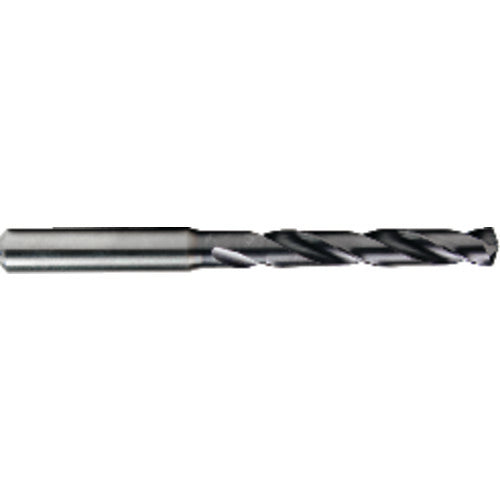 9.25 mm Dia. × 2.5 mm Shank × 61 mm Flute Length × 103 mm OAL, 5xD, TiAlN, 2xD Flute, Coolant Thru, H6 Solid Carbide Drill - Exact Industrial Supply