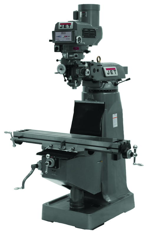 JTM-1050 Mill With 3-Axis ACU-RITE 200S DRO (Knee) With X and Y-Axis Powerfeeds - A1 Tooling