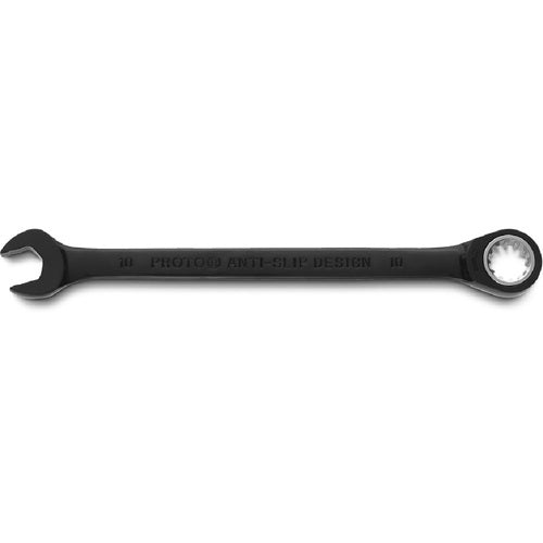 Proto Black Chrome Combination Non-Reversible Ratcheting Wrench 10 mm - Spline - A1 Tooling