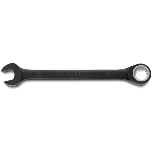 Proto Black Chrome Combination Non-Reversible Ratcheting Wrench 14 mm - Spline - A1 Tooling