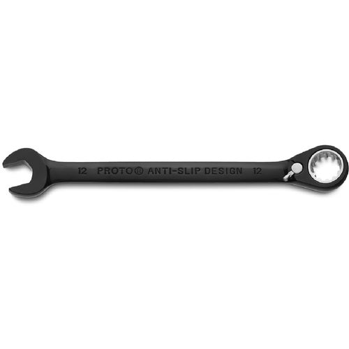 Proto Black Chrome Combination Reversible Ratcheting Wrench 12 mm - Spline - A1 Tooling