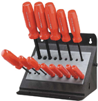 10 Piece - 1.3 - 10mm Screwdriver Style - Ball End Hex Driver Set with Stand - A1 Tooling