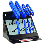 8 Piece - 2.0 - 10mm T-Handle Style - 9'' Arm- Hex Key Set with Plain Grip in Stand - A1 Tooling