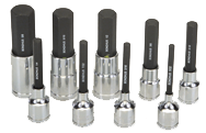 9 Piece - 4; 5; 6; 7; 8; 10; 12; 14; 17mm - 2" OAL - Pro Hold® Metric Socket Bit Set - A1 Tooling