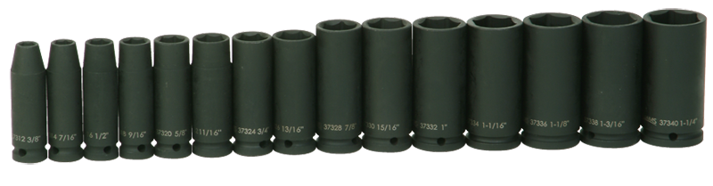 14 Piece - #9379085 - 3/8 to 1-1/4" - 1/2" Drive - 6 Point - Deep Impact Socket Set - A1 Tooling