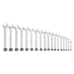 Snap-On/Williams Metric Combination Wrench Set -- 18 Pieces; 12PT Satin Chrome; Includes Sizes: 7; 8; 9; 10; 11; 12; 13; 14; 15; 16; 17; 18; 19; 20; 21; 22; 23; 24mm - A1 Tooling