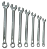 Snap-On/Williams Fractional Combination Wrench Set -- 7 Pieces; 12PT Satin Chrome; Includes Sizes: 3/8; 7/16; 1/2; 9/16; 5/8; 11/16; 3/4" - A1 Tooling