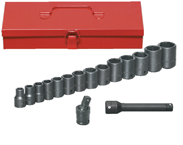 16 Piece - #9324566 - 10 to 27mm - 1/2" Drive - 6 Point - Metric Deep Impact Socket Set - A1 Tooling
