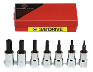 7 Piece - 1/8; 5/32; 3/16; 7/32; 1/4; 5/16; 3/8" - 3/8" Drive - Hex Bit Set - A1 Tooling