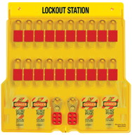 Padllock Wall Station - 22 x 22 x 1-3/4''-With (20) 1106 Aluminum Padlocks - A1 Tooling