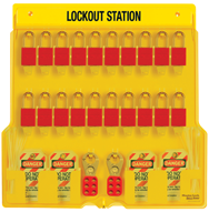 Padllock Wall Station - 22 x 22 x 1-3/4''-With (20) 3Red Steel Padlocks - A1 Tooling